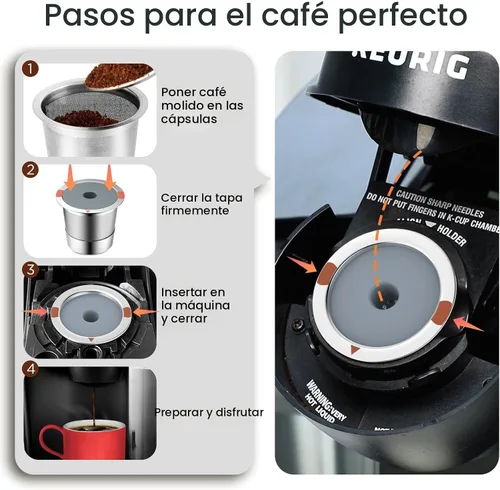 Vista 6 de Tazas K reutilizables para keurig 2.0 1.0, filtro universal de acero inoxidable recargable K Cups Uso para Keurig para la mayoría de cafeteras