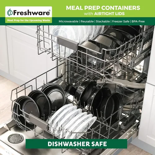 Vista 7 de Freshware Recipientes de preparación de comidas con tapas [paquete de 30] recipientes de almacenamiento de alimentos, caja Bento, sin BPA