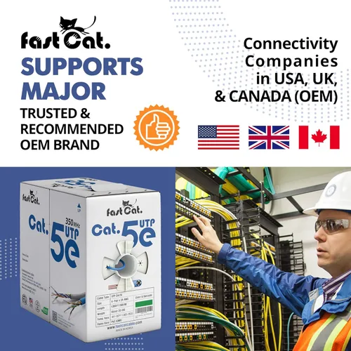 Vista 5 de fast Cat. Cable Ethernet Cat5e de 1000 pies - 24 AWG, CMR, cable Cat 5 de cobre desnudo aislado con FastReel - 350MHZ / velocidad Gigabit, cable UTP