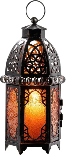 NEEDOMO Farol decorativo de linternas marroquíes de 32,5 cm para interior y exterior, portavelas vintage de Navidad, linternas decorativas de metal,