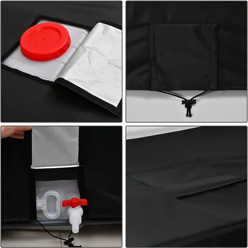 Vista 2 de IBC - Cubierta de 275 galones, cubierta de tanque de agua 420D, parasol negro, cubierta protectora impermeable para tanque de agua de jardín de 1000