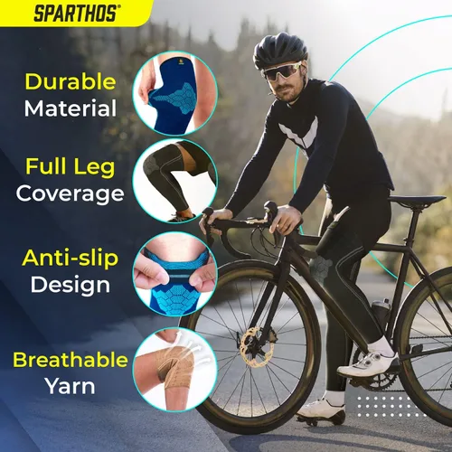 Vista 4 de Sparthos Mangas de compresión para piernas, ayuda en la recuperación y apoya el estilo de vida activo, innovadora mezcla elástica transpirable