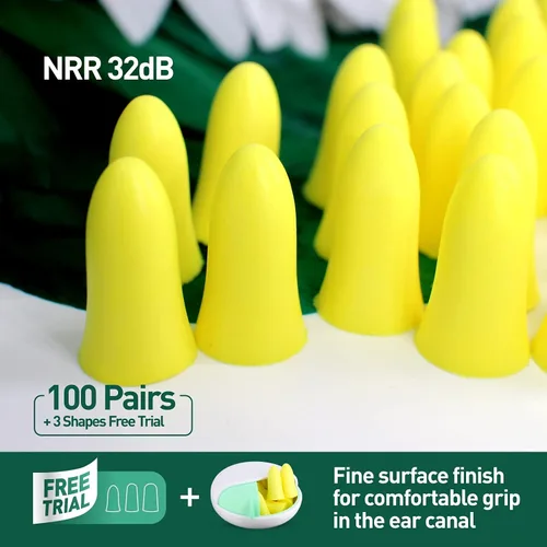 Vista 3 de EARS SECRET Tapones de espuma para los oídos para dormir, 100+3 pares de tapones para los oídos de 37 dB cómodos para reducción de ruido, viajes