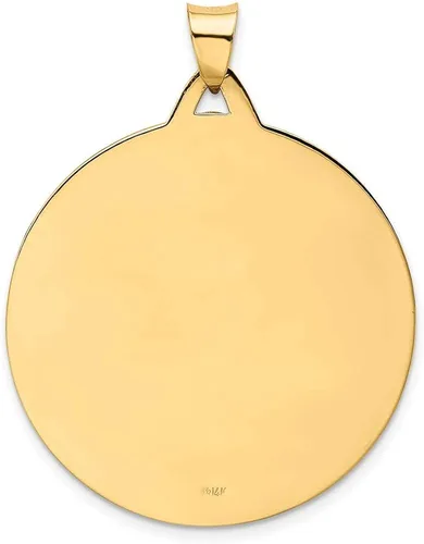 Vista 3 de 14k Yellow Gold Solid PolishedSatin Large Raised Round Milagros Medal Pendant