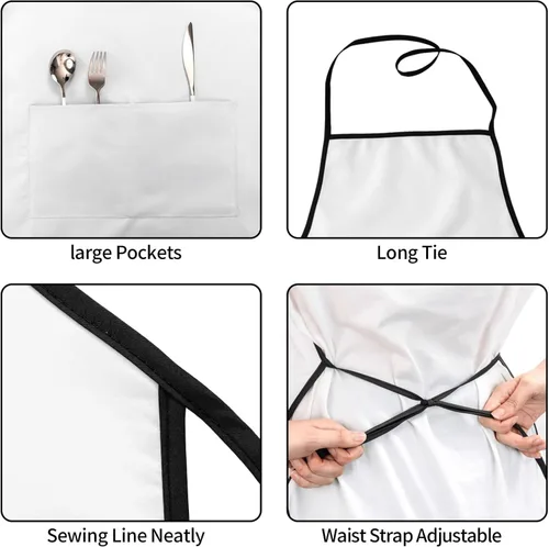 Vista 7 de Color graphics Apron with Pockets - Waterdrop Resistant Aprons for Women Men Ideal Apron for Home and Restaurant Use