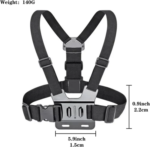 Vista 8 de Soporte ajustable para arnés de correa de pecho para teléfono móvil, negro, compatible con iPhone, GoPro Hero, cámaras de acción DJI Osmo