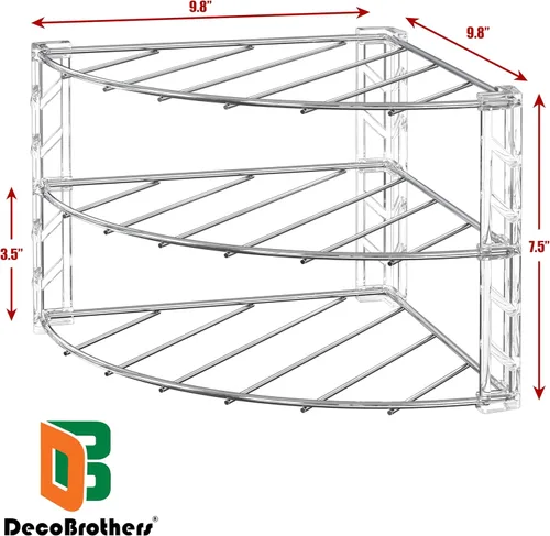Vista 3 de DecoBros Organizador esquinero de 3 repisas - cromo