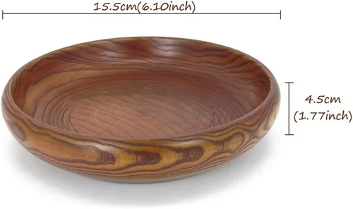 Vista 7 de ONDIAN CHUNCIN - Cuenco de madera plano para servir, cuencos decorativos Creative Naturals hechos de madera de azufaifo natural para sopa, ramen
