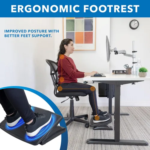 Vista 3 de Mount-It! Under Desk Footrest, Adjustable Foot Rest Under Desk with 3 Tilt Positions, Large Non Slip Office Foot Rest with Massaging Surface