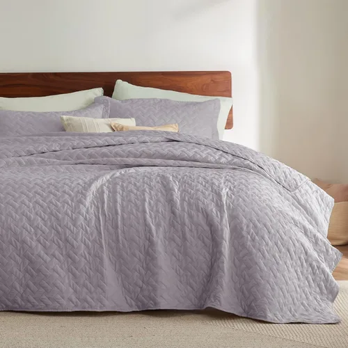 Vista 128 de Bedsure Colchas de tamaño Queen – Colchas ligeras tamaño Queen con patrón de tejido de canasta, ropa de cama suave, edredón de rosa polvorienta