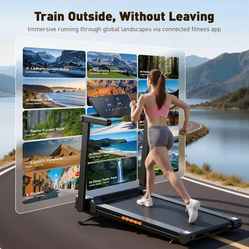Vista 3 de JAGJOG Treadmill for Home with 15% Auto Incline, 3.5HP Quiet Foldable Treadmill, 12 HIIT Programs, 14.96" Wide LED Touchscreen, Smart App & Heart