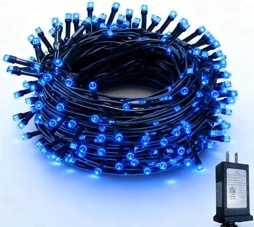 Vista 9 de RPGT Luces para árbol de Navidad, 200 luces LED de 73 pies, cable verde, luces de cadena tipo hada parpadeantes, enchufable, 12 modos para fiesta