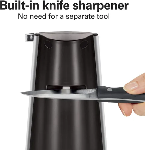 Vista 5 de Hamilton Beach Abrelatas automático eléctrico extra alto con palanca de corte desmontable fácil de limpiar, almacenamiento de cables, afilador