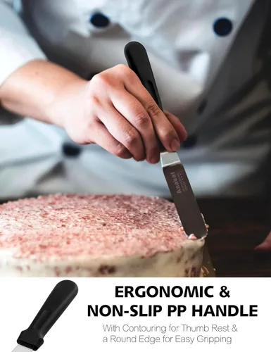 Vista 2 de Anaeat Espátula de glaseado, espátula profesional para tartas angulada y desplazada con hoja de acero inoxidable de 10 pulgadas - Cuchillo