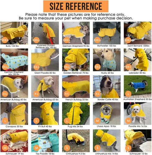 Vista 6 de SlowTon Chubasquero para perros, chaqueta de lluvia ajustable para perros con capucha transparente de doble capa, poncho impermeable con tiras