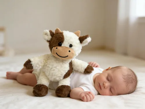 Vista 2 de YUKOUQIAN Juguete de peluche de vaca de vaca de 11.8 pulgadas para niñas y niños (soporte vaca marrón1)