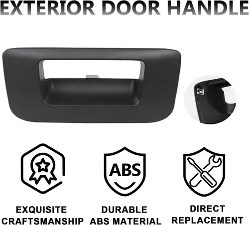 Vista 3 de PIT66 Bisel de manija de puerta trasera negra compatible con Chevy Silverado/GMC Sierra GM1916107 2007 2008 2009 2010 2011 2012 2013 2014