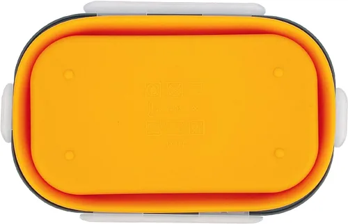 Vista 6 de Contenedor de silicona para almuerzo Bento, recipientes plegables para almacenamiento de alimentos con tapas herméticas y tenedor 2 en 1