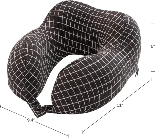 Vista 2 de Home-Complete Almohada de viaje – Almohada de espuma viscoelástica con funda lavable – Almohadas de cuello para dormir en aviones, trenes, Negro