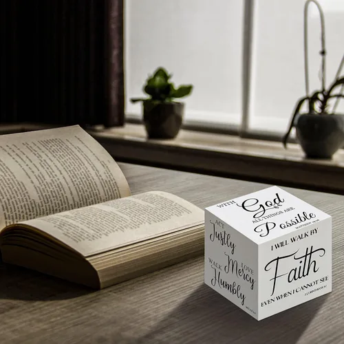 Vista 8 de 2 piezas de mini letreros de madera con versículos bíblicos, decoración cristiana "Be Still and Know", letrero religioso de escritura en madera
