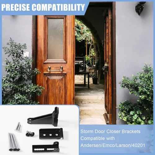 Vista 2 de Soporte para cierrapuertas de tormenta, soporte de jamba de reparación compatible con Andersen, kit de piezas de repuesto para cierrapuertas