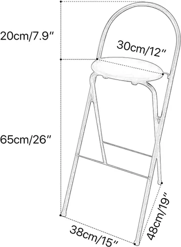 Vista 2 de Taburetes de bar modernos para desayuno, taburete plegable de madera con reposapiés trasero, taburete de bar plegable, altura de 26 pulgadas/28