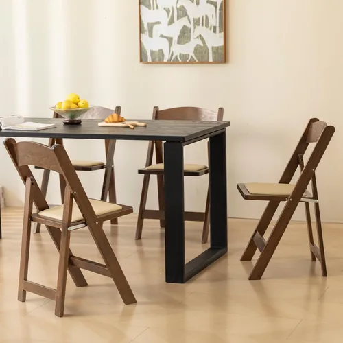 Vista 9 de Silla plegable de madera con cojín suave, simple y elegante, cómoda y duradera, adecuada para bodas, banquetes y eventos, madera de fruta clásica