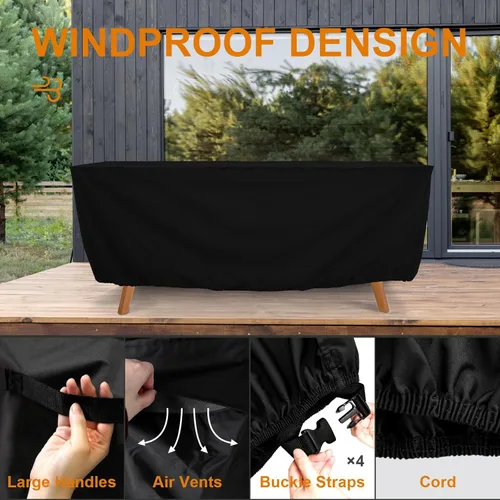 Vista 5 de Tempera Funda para muebles de patio, fundas impermeables para mesas y sillas de exterior, funda para juego de comedor al aire libre, fundas