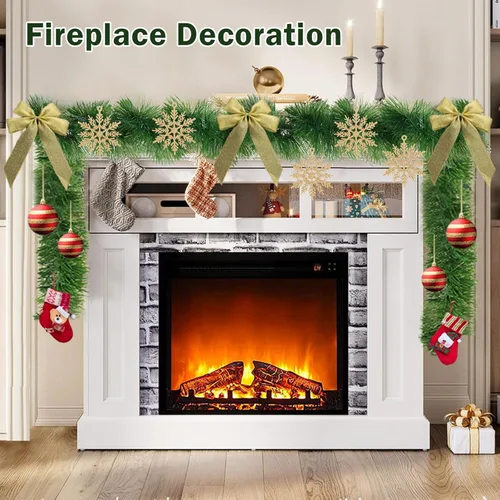 Vista 5 de Guirnalda de Navidad de 50 pies, decoraciones de Navidad, guirnalda verde de árbol de Navidad con 5 copos de nieve, guirnalda artificial DIY