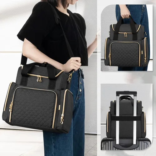 Vista 6 de LUXJA Bolsa de maquillaje Bolsa de cosméticos Bolsas extraíbles, Negro