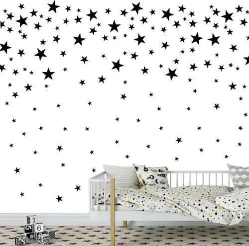 174 calcomanías de pared de estrellas de tamaño mixto, decoración del hogar, dormitorio, extraíble, guardería, calcomanías de pared para niños, Negro