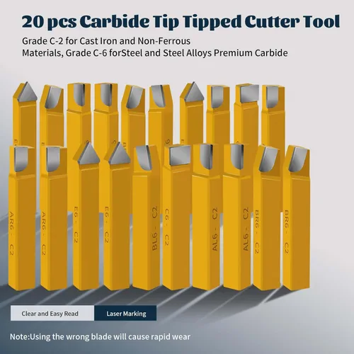 Vista 8 de 20 herramientas de corte de punta de carburo de 1/2 pulgada, herramientas de corte de torno de metal, herramientas de torno de corte de metal