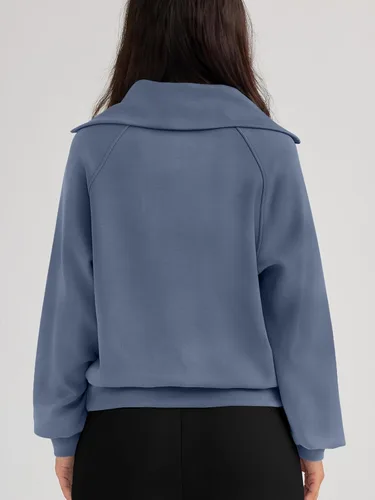 Vista 4 de Trendy Queen Sudaderas de gran tamaño para mujer, media cremallera, manga larga, con cremallera de un cuarto, sudaderas con capucha