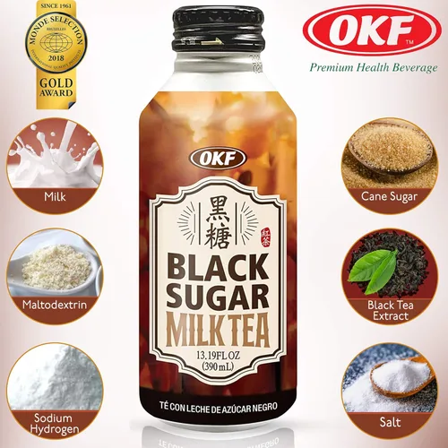 Vista 3 de OKF Té con leche de azúcar negro, Boba' s Perfect Partner. 13.19 onzas líquidas (té negro, paquete de 10)