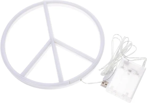 OSALADI Letrero de paz de neón de 8.66 pulgadas, funciona con pilas, lámpara de noche alimentada por USB, letrero de paz para decoración de pared