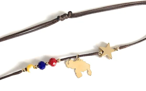 Vista 3 de Gargantilla Venezuela Colgante Ajustable Tricolor Vinotinto Map