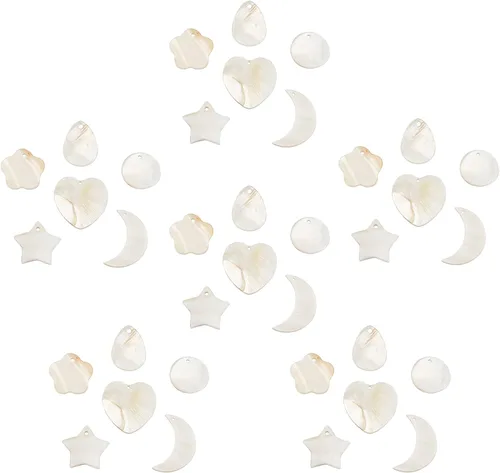 Vista 7 de SUNNYCLUE Colgantes de concha natural redondos, Sin piedra preciosa