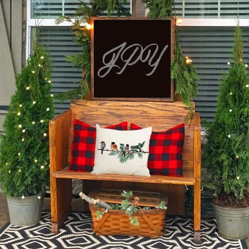 Vista 6 de RABUSOFA Fundas de almohada de Navidad de 20 x 20 pulgadas, decoración de invierno de pájaros, fundas de almohada de Navidad, decoración de pájaros