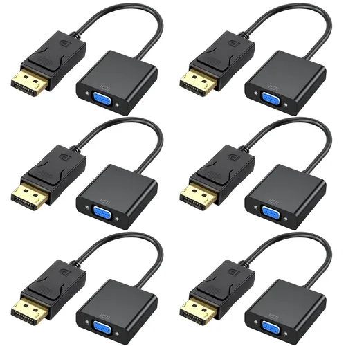 Adaptador DisplayPort (DP) a VGA, convertidor DP a VGA macho a hembra, cable chapado en oro para PC, portátiles, pantallas, monitores, proyectores y