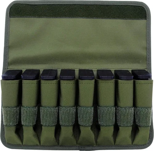 Vista 4 de Raiseek Molle 8 Mag Pouch con tapa, bolsa de almacenamiento para cargador de pistola