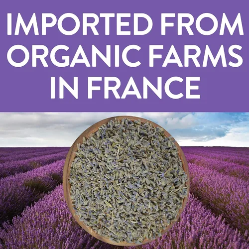 Vista 5 de FGO Flores de lavanda secas orgánicas, cogollos secos de grado extra, importados de Francia para uso culinario o bolsitas aromáticas, 4 oz
