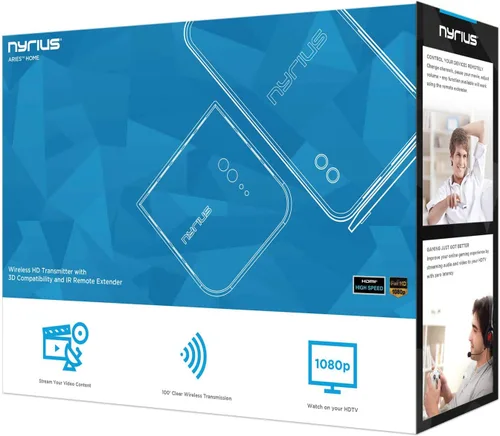 Vista 9 de Nyrius Aries Home - Transmisor y receptor inalámbrico digital HDMI para transmisión de video HD 1080p con extensor remoto IR (NAVS500) - Paquete de 2