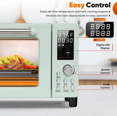 Vista 5 de Nuwave Bravo Pro Smart 21QT Horno Tostador Freidora de Aire Combo, Horno de Convección de Encimera, 10 funciones todo en 1, con tecnología uniforme