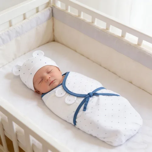 Vista 3 de Juego de saco de dormir para bebé con gorro para bebés de 0 a 3 meses, paquete de 3 unidades, algodón suave para recién nacidos, para niñas y niños