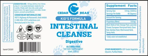Vista 2 de Cedar Bear - Limpieza intestinal para niños, suplemento herbario líquido para desintoxicación y limpieza digestiva con hierbas naturales, gotas