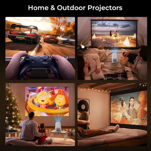 Vista 8 de Proyector inteligente compatible con Netflix/Soporte 4K/Calibración visual AI] Proyector con Dolby Atmos, 1080P 800 ANSI, aplicaciones