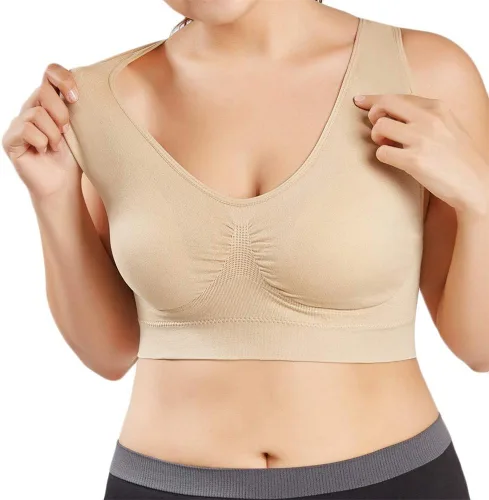 Aniywn Sujetador de talla grande para mujer, estilo casual, color sólido, suave, para entrenamiento, deportes, brasier completo