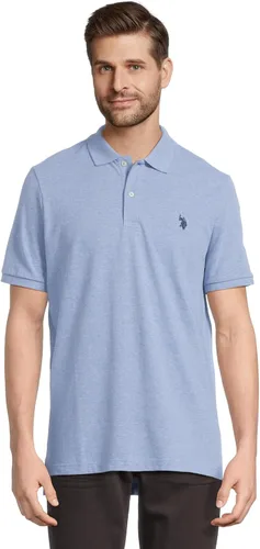 Vista 77 de Polo de piqué de algodón sólido para hombre con pequeño Pony Gris jaspeado
