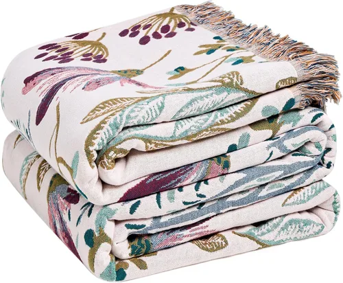 Vista 24 de Cobija para cama de estilo bohemio, 100 % algodón, ultra suave, edredón rústico, cobija de otoño, estampado floral, decoración de granja, cobija