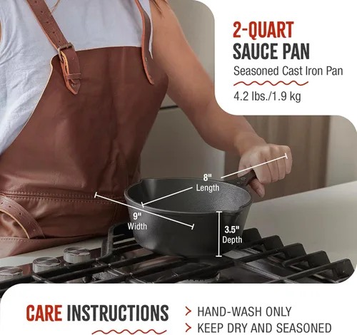 Vista 6 de Victoria Cacerola de hierro fundido, olla de fusión de hierro fundido, fabricada en Colombia, 2QT